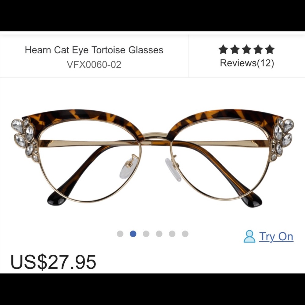 Cat eye jeweled tortoise glasses clear